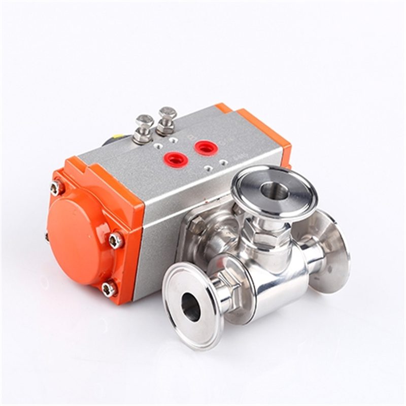 304 Stainless Steel Pneumatic Quick-Install Three-Way Ball Valve