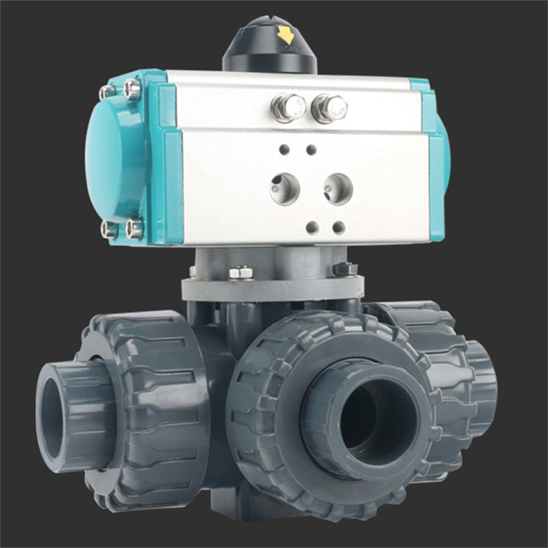 Pneumatic Plastic Three-Way Ball Valve