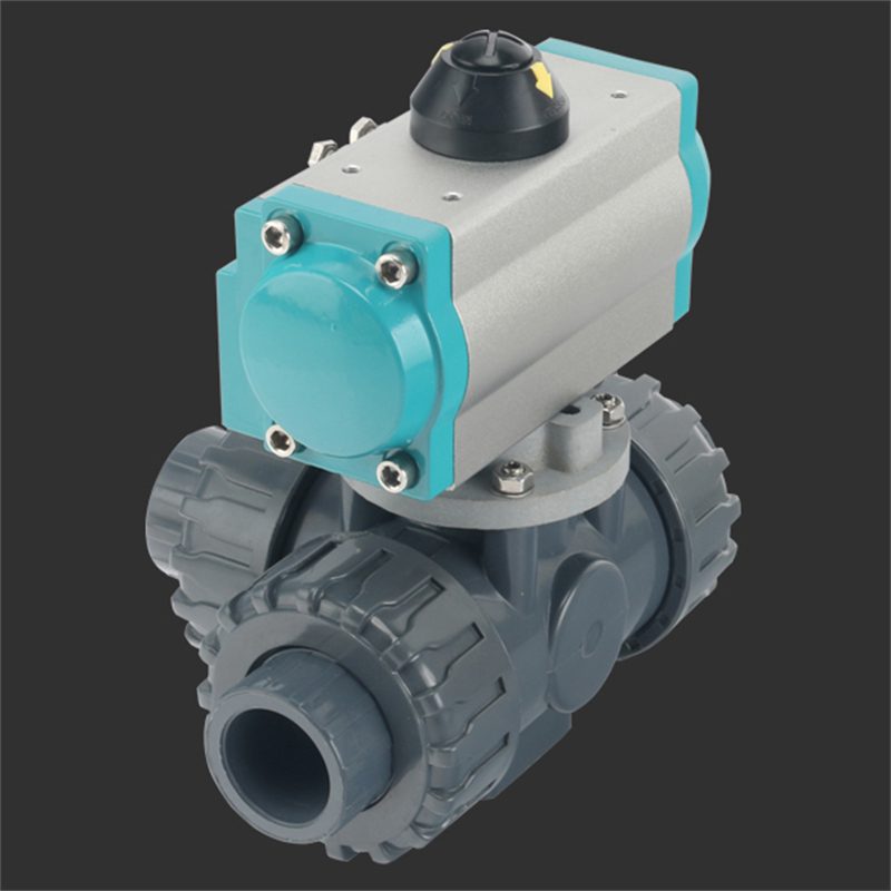 Pneumatic Plastic Three-Way Ball Valve