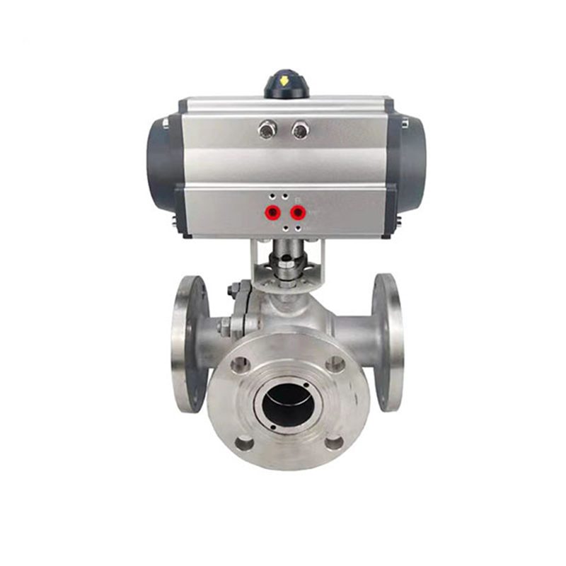 Pneumatic Stainless Steel Three-Way Flange Ball Valve