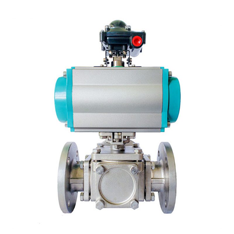 Pneumatic Stainless Steel Three-Way Flange Ball Valve