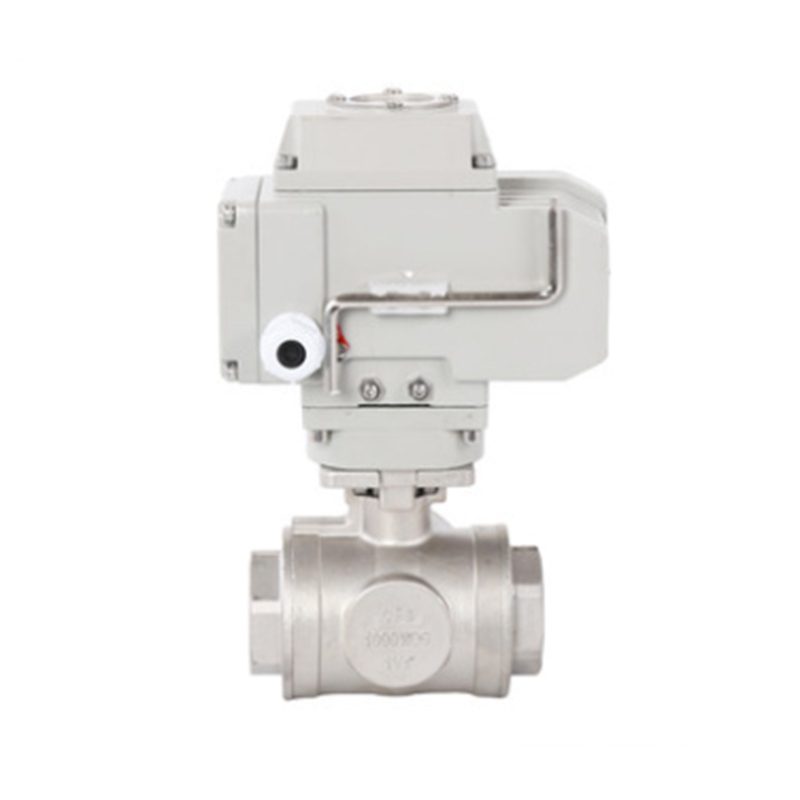 Stainless Steel Three-Way Threaded Electric Ball Valve