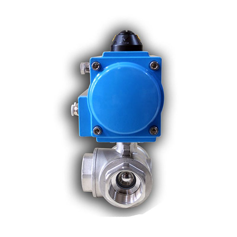 Three-Way Threaded Pneumatic Ball Valve